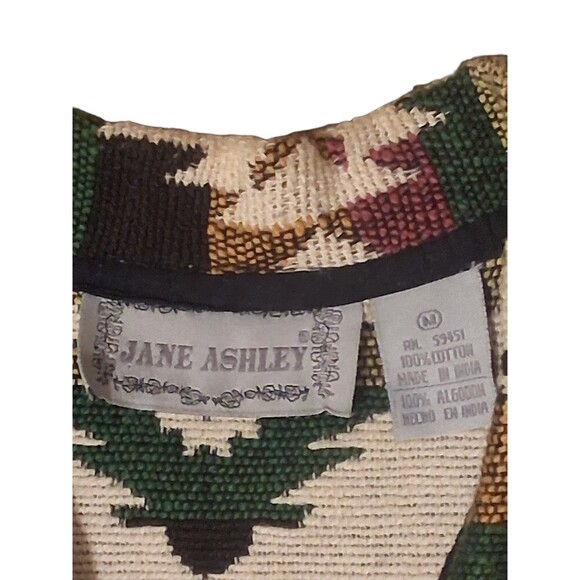 VTG Jane Ashley M Cotton Tapestry Jacket Southwestern Chore Aztec Western - Picture 3 of 5